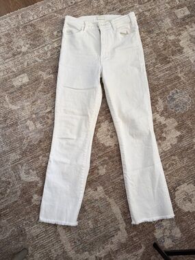 MOTHER The Hustler Ankle Fray Jeans White Size 28